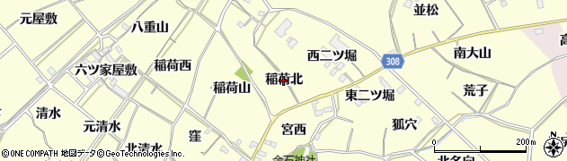 愛知県西尾市上町（稲荷北）周辺の地図