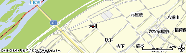 愛知県西尾市上町（大川）周辺の地図