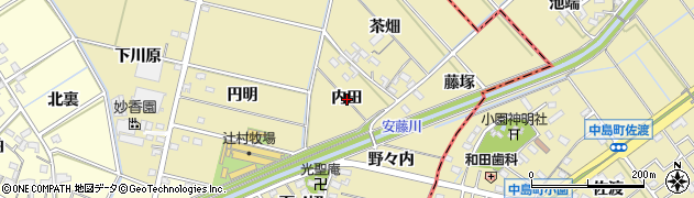 愛知県西尾市米野町内田周辺の地図