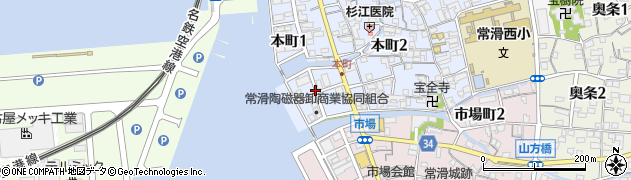愛知県常滑市本町1丁目周辺の地図