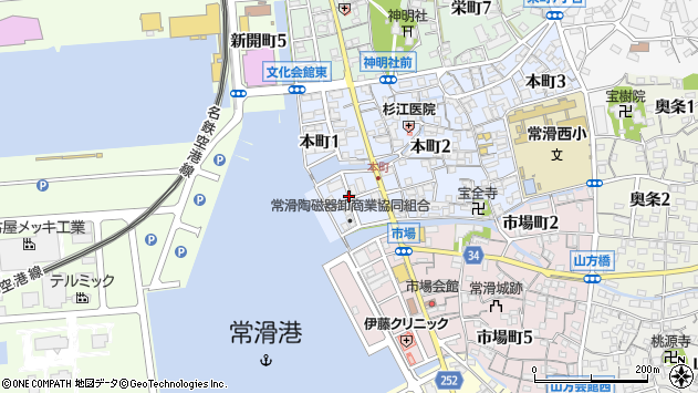 〒479-0829 愛知県常滑市本町の地図