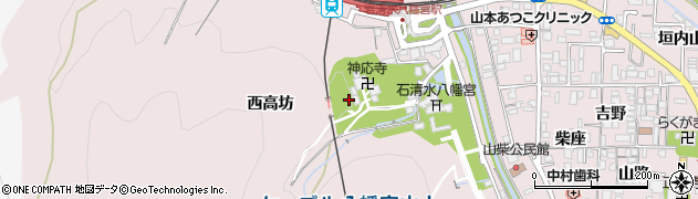 京都府八幡市八幡西高坊周辺の地図