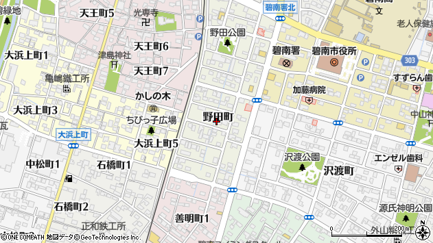 〒447-0876 愛知県碧南市野田町の地図