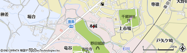 愛知県新城市豊島本城周辺の地図