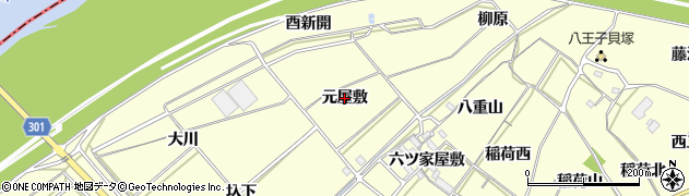 愛知県西尾市上町（元屋敷）周辺の地図