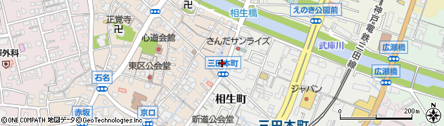 前中でんき三田店周辺の地図