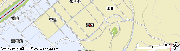 愛知県西尾市上羽角町（湯田）周辺の地図