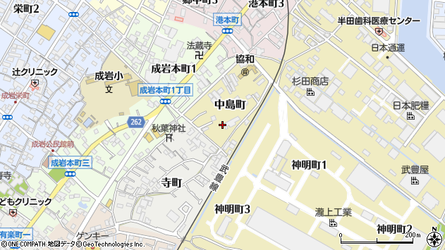 〒475-0843 愛知県半田市中島町の地図