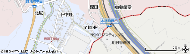 愛知県岡崎市鉢地町（マセ口）周辺の地図