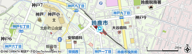 鈴鹿市駅周辺の地図