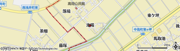 愛知県岡崎市中島町（池端）周辺の地図