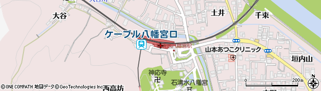 京都府八幡市周辺の地図