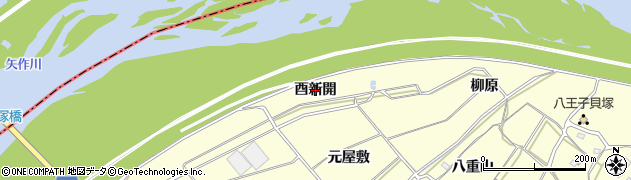 愛知県西尾市上町（酉新開）周辺の地図