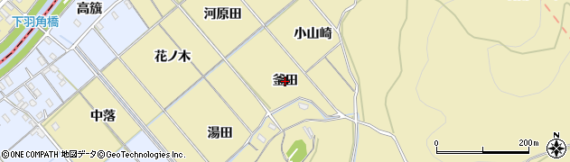 愛知県西尾市上羽角町（釜田）周辺の地図