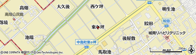 愛知県岡崎市中島町（東ケ坪）周辺の地図