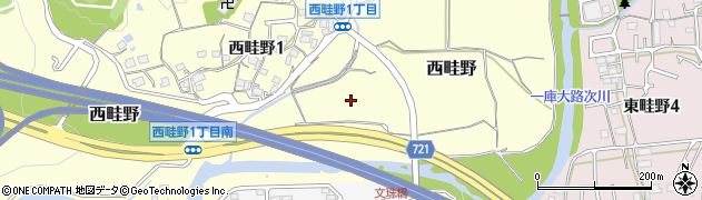 兵庫県川西市西畦野（不景）周辺の地図