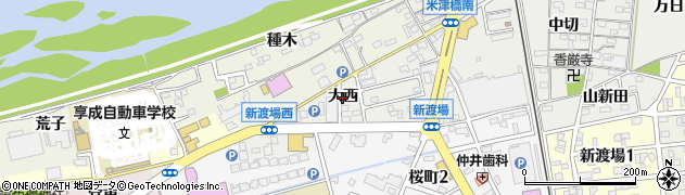 愛知県西尾市新渡場町（大西）周辺の地図