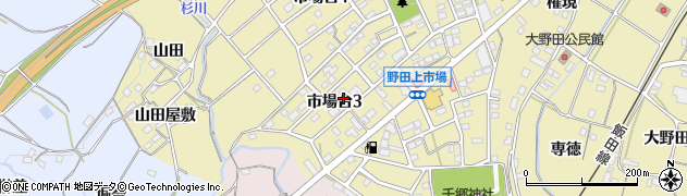 愛知県新城市市場台3丁目周辺の地図