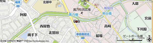 愛知県幸田町（額田郡）高力（仏山）周辺の地図