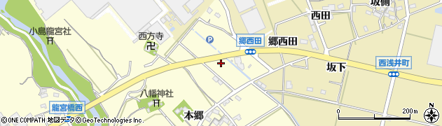 愛知県西尾市小島町（二ケ崎）周辺の地図