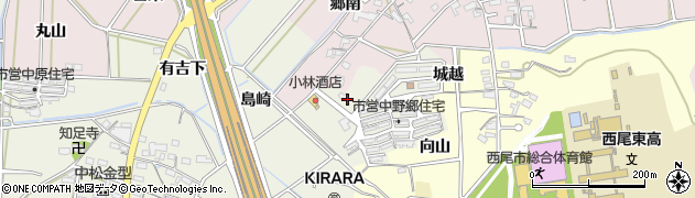 愛知県西尾市中原町（半谷）周辺の地図