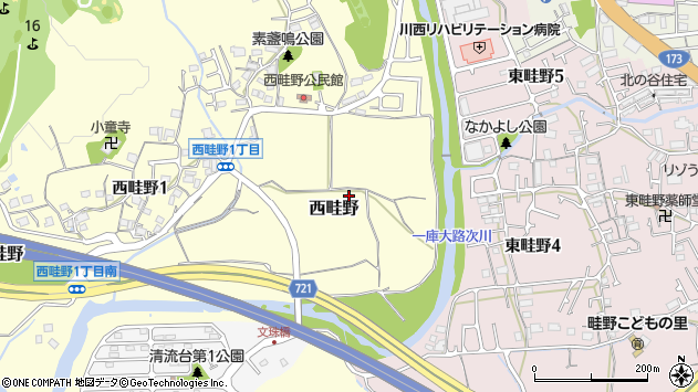 〒666-0155 兵庫県川西市西畦野の地図