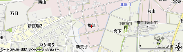 愛知県西尾市志貴野町（福部）周辺の地図