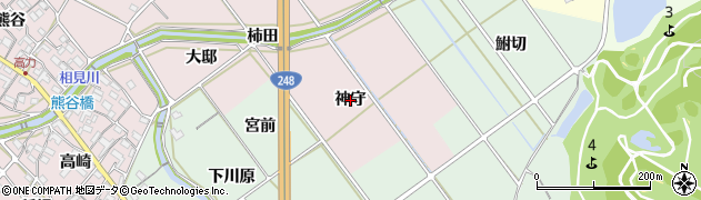 愛知県幸田町（額田郡）高力（神守）周辺の地図