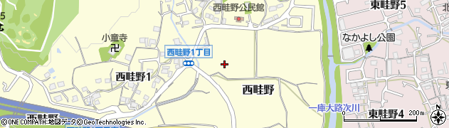 兵庫県川西市西畦野（農人垣内）周辺の地図