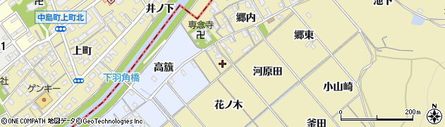 愛知県西尾市上羽角町郷内73周辺の地図