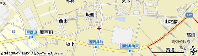 愛知県西尾市西浅井町坂下1周辺の地図