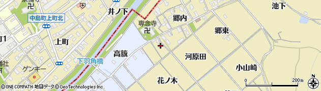 愛知県西尾市上羽角町郷内74周辺の地図