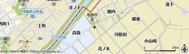 愛知県西尾市上羽角町郷内65周辺の地図
