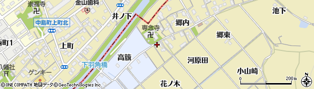 愛知県西尾市上羽角町郷内64周辺の地図