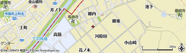 愛知県西尾市上羽角町郷内77周辺の地図