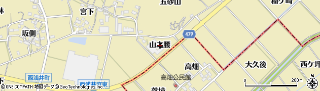 愛知県西尾市西浅井町山之腰周辺の地図