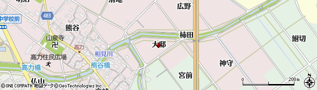 愛知県幸田町（額田郡）高力（大邸）周辺の地図