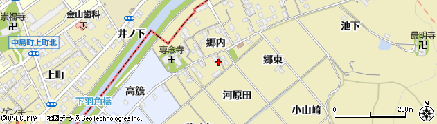 愛知県西尾市上羽角町郷内58周辺の地図