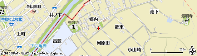 愛知県西尾市上羽角町郷内78周辺の地図