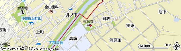 愛知県西尾市上羽角町郷内121周辺の地図