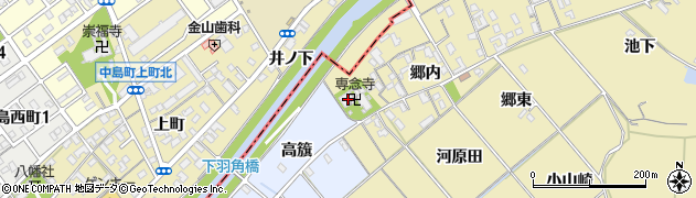 愛知県西尾市上羽角町郷内2周辺の地図