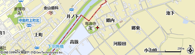 愛知県西尾市上羽角町郷内3周辺の地図