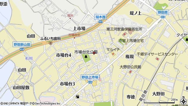 〒441-1348 愛知県新城市市場台の地図