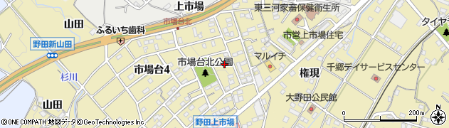 愛知県新城市市場台1丁目周辺の地図