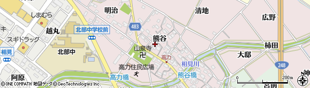 愛知県幸田町（額田郡）高力（熊谷）周辺の地図