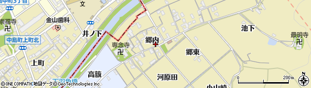 愛知県西尾市上羽角町郷内52周辺の地図