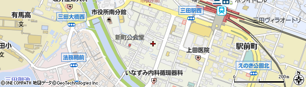 兵庫県三田市中央町周辺の地図