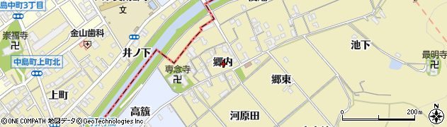 愛知県西尾市上羽角町郷内周辺の地図