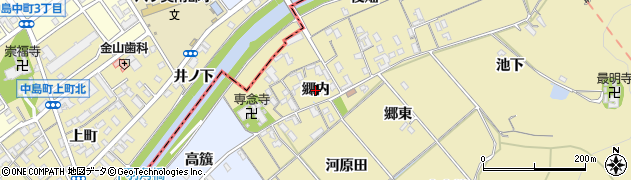 愛知県西尾市上羽角町（郷内）周辺の地図