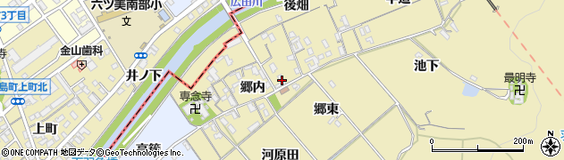 愛知県西尾市上羽角町郷内43周辺の地図